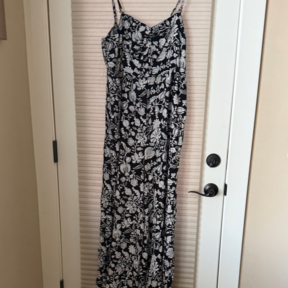 Floral Black and White Maxi Romper